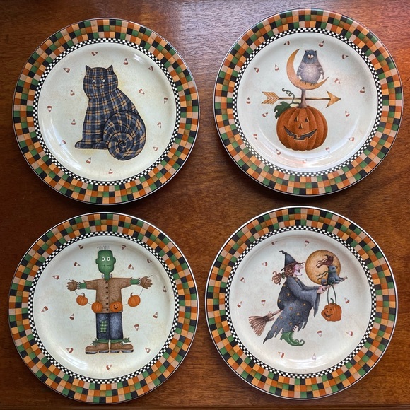 Sakura Other - Debbie Mumm Sakura Halloween Stoneware Plates Set of 4 Folk Art
